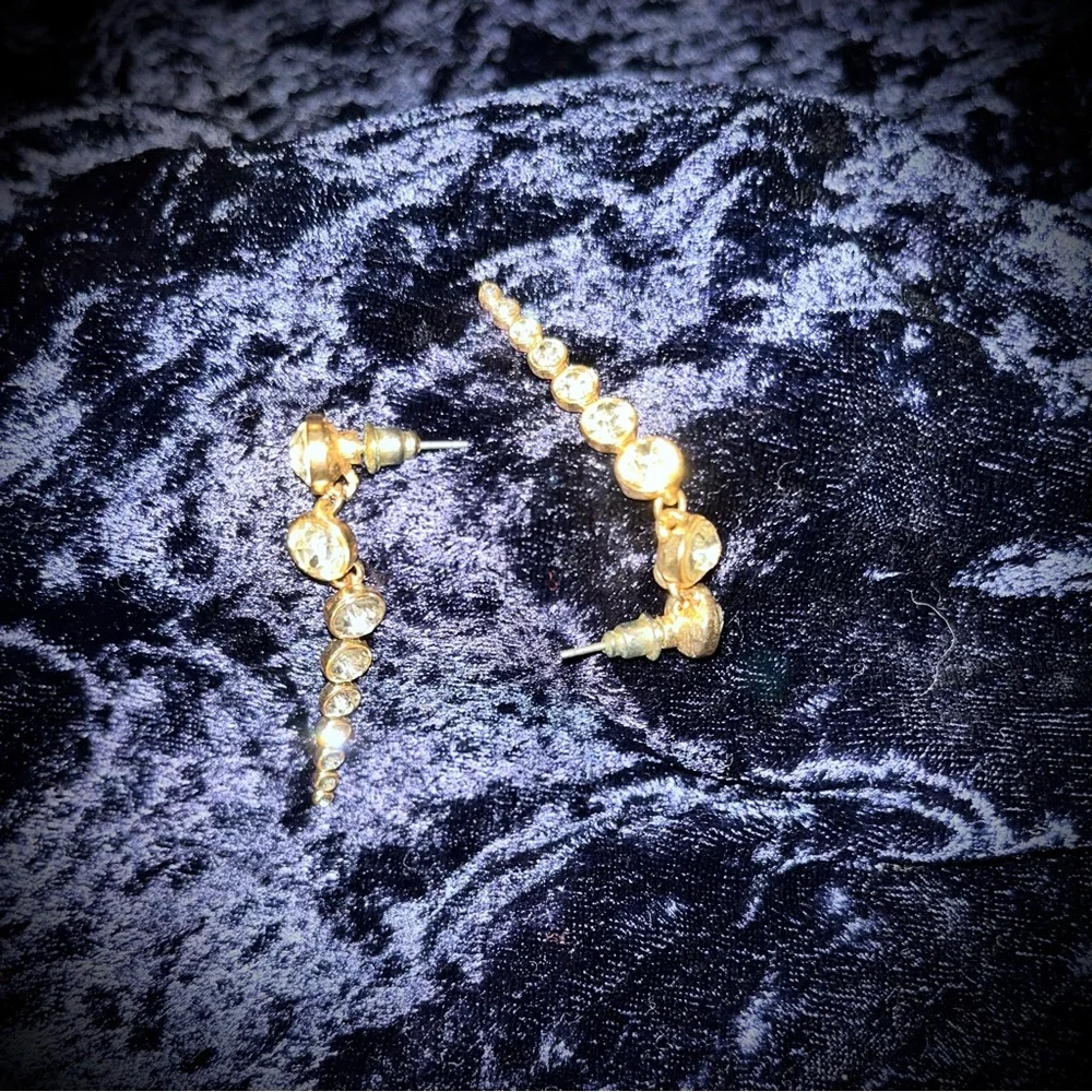 Gold and diamonds look Drop earrings - Picture 2 of 2